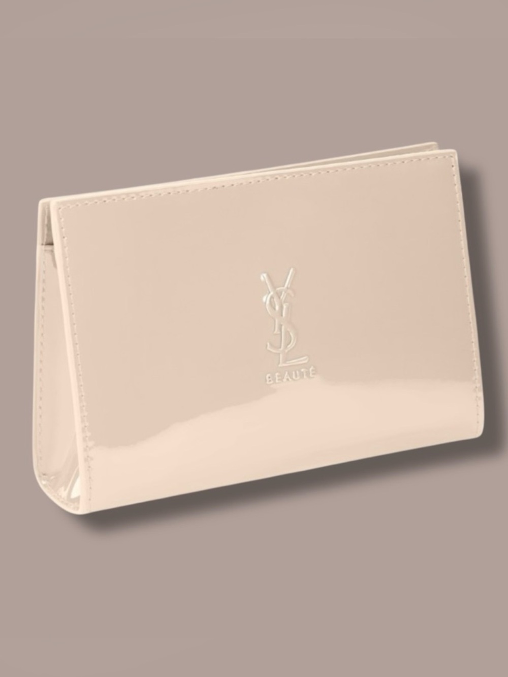 Beige-Nude (Patent-Leather) Yves Saint Laurent Beauty Cosmetic-Makeup Bag/Clutch